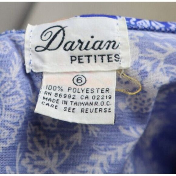 DARIAN PETITES - WOMEN'S BLUE FLORAL PRINT BELTED SHORT DRESS - SIZE 6P - Picture 12 of 12